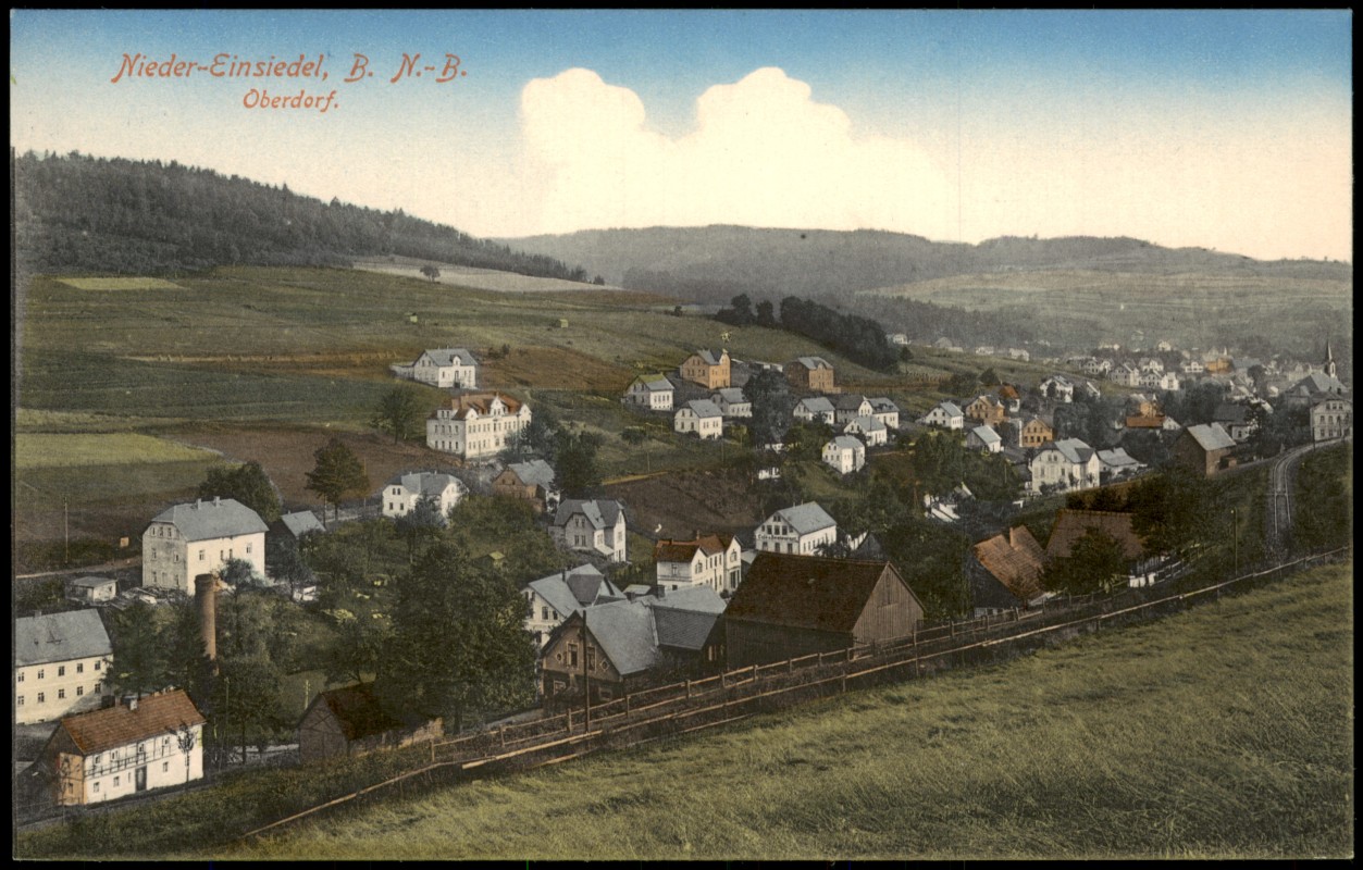 zoom: Image side vintage Postcard from 1913: Stadtpartie - Böhmen Oberdorf Reg Aussig:: Dolní Poustevna