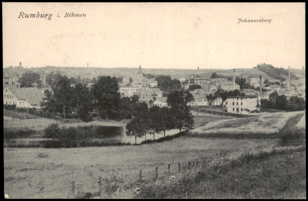 zoom: Image side vintage Postcard from 1913: Johannesberg Fabriken Böhmen:: Rumburk