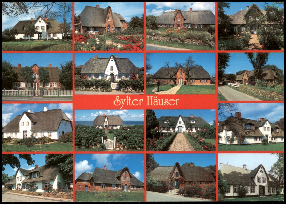 vergrößern: Bildseite historische Ansichtskarte von 2000: Mehrbildkarte Häuser-Ansichten Sylter Häuser:: Sylt