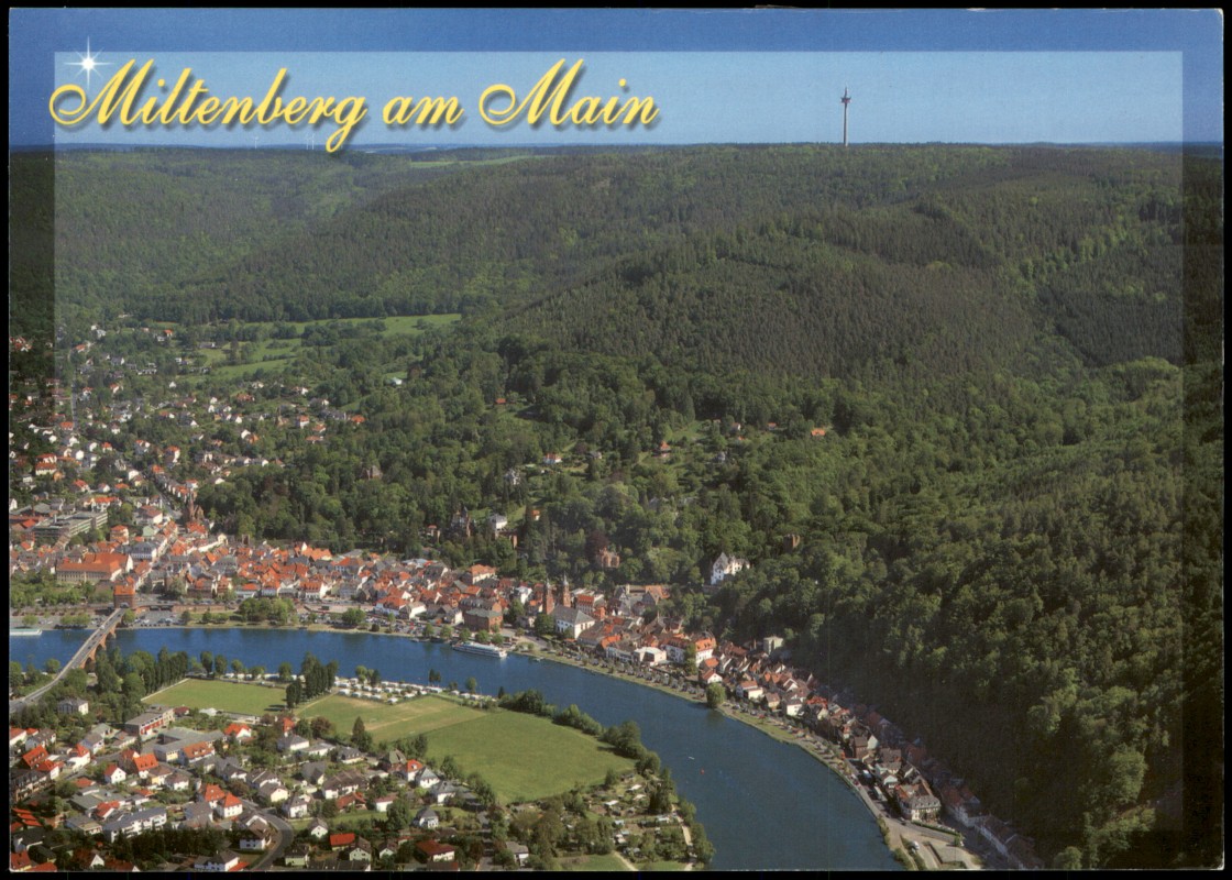 zoom: Image side vintage Postcard from 2010: Luftbild Luftaufnahme Partie am Main:: Miltenberg (Main)