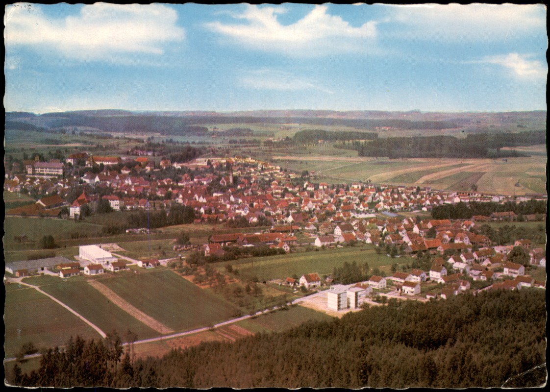 zoom: Image side vintage Postcard from 1971: Luftaufnahme Gesamtansicht v. Flugzeug aus, Luftbild:: Altshausen