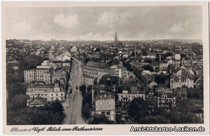 zoom: Image side vintage Postcard from 1940: Blick vom Rathausturm:: Plauen