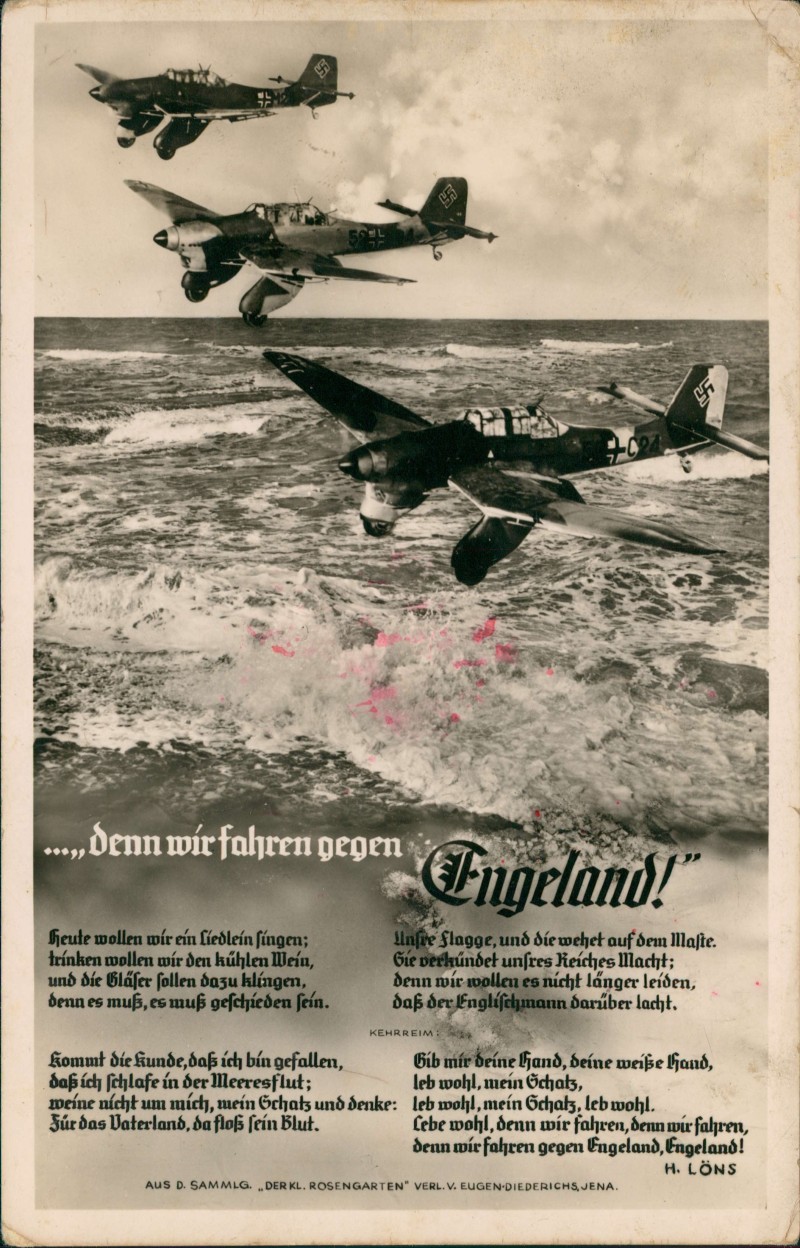 zoom: Image side vintage Postcard from 1941: Gegen England! Stuka Flugzeug Militär Propaganda 2.WK Zweiter Weltkrieg::