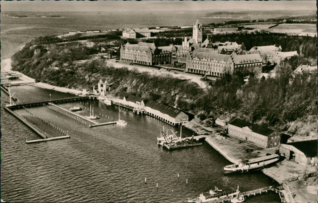 zoom: Image side vintage Postcard from 1956: Luftaufnahme Luftbild:: Mürwik-Flensburg