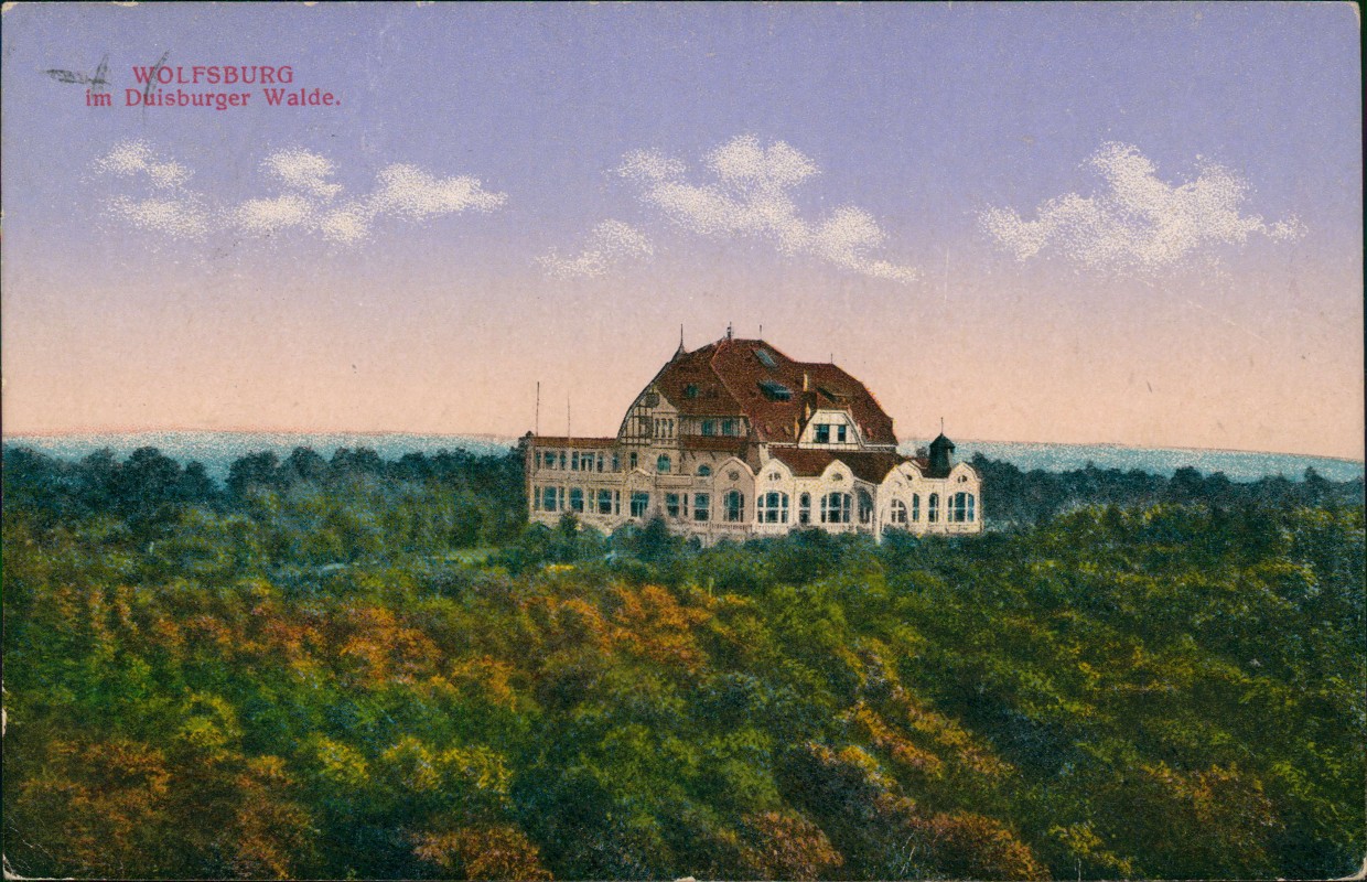 zoom: Image side vintage Postcard from 1921: WOLFSBURGim Duisburger Walde.:: Duisburg