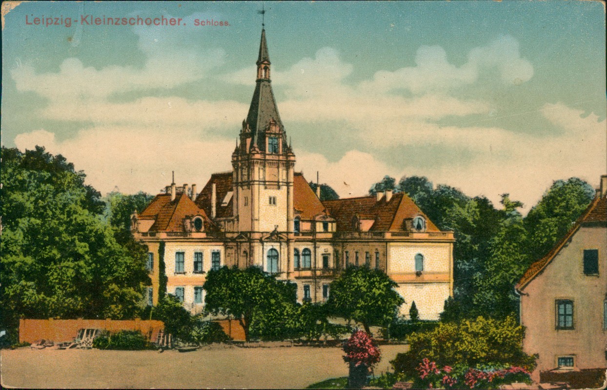 zoom: Image side vintage Postcard from 1915: Schloß:: Kleinzschocher-Leipzig