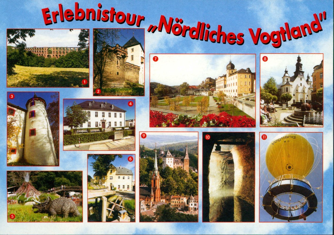 vergrößern: Bildseite historische Ansichtskarte von 2000: Erlebnistour Nördliches Vogtland - Mehrbildkarte:: Lengenfeld (Vogtland)