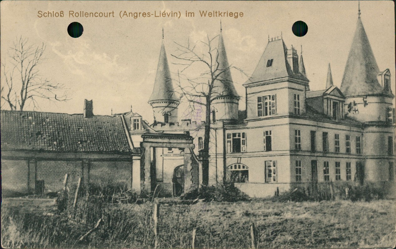 zoom: Image side vintage Postcard from 1916: Schloss Rollancourt:: Rollancourt