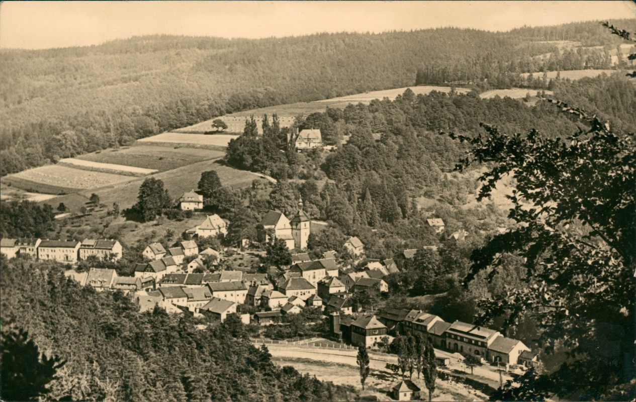 zoom: Image side vintage Postcard from 1960: Blick vom Helleberg:: Bad Gottleuba-Bad Gottleuba-Berggießhübel