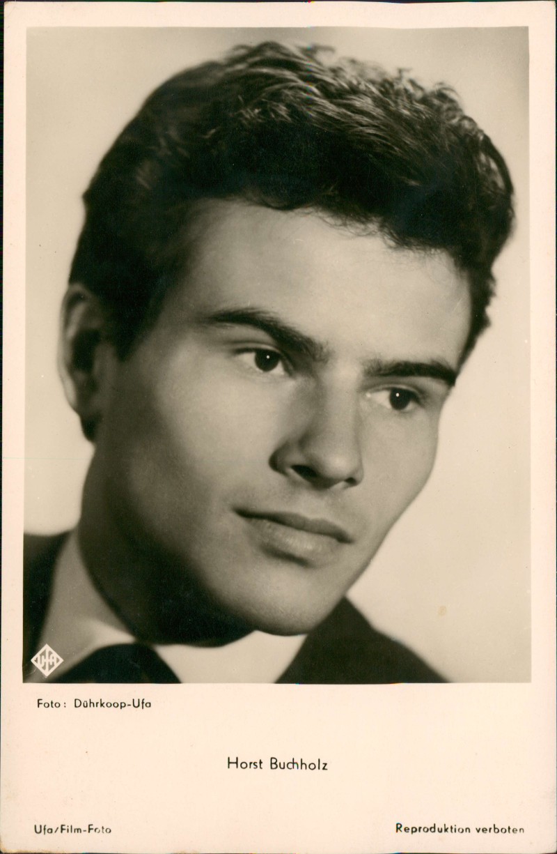 zoom: Image side vintage Postcard from 1958: Porträt des Schauspielers Horst Buchholz::