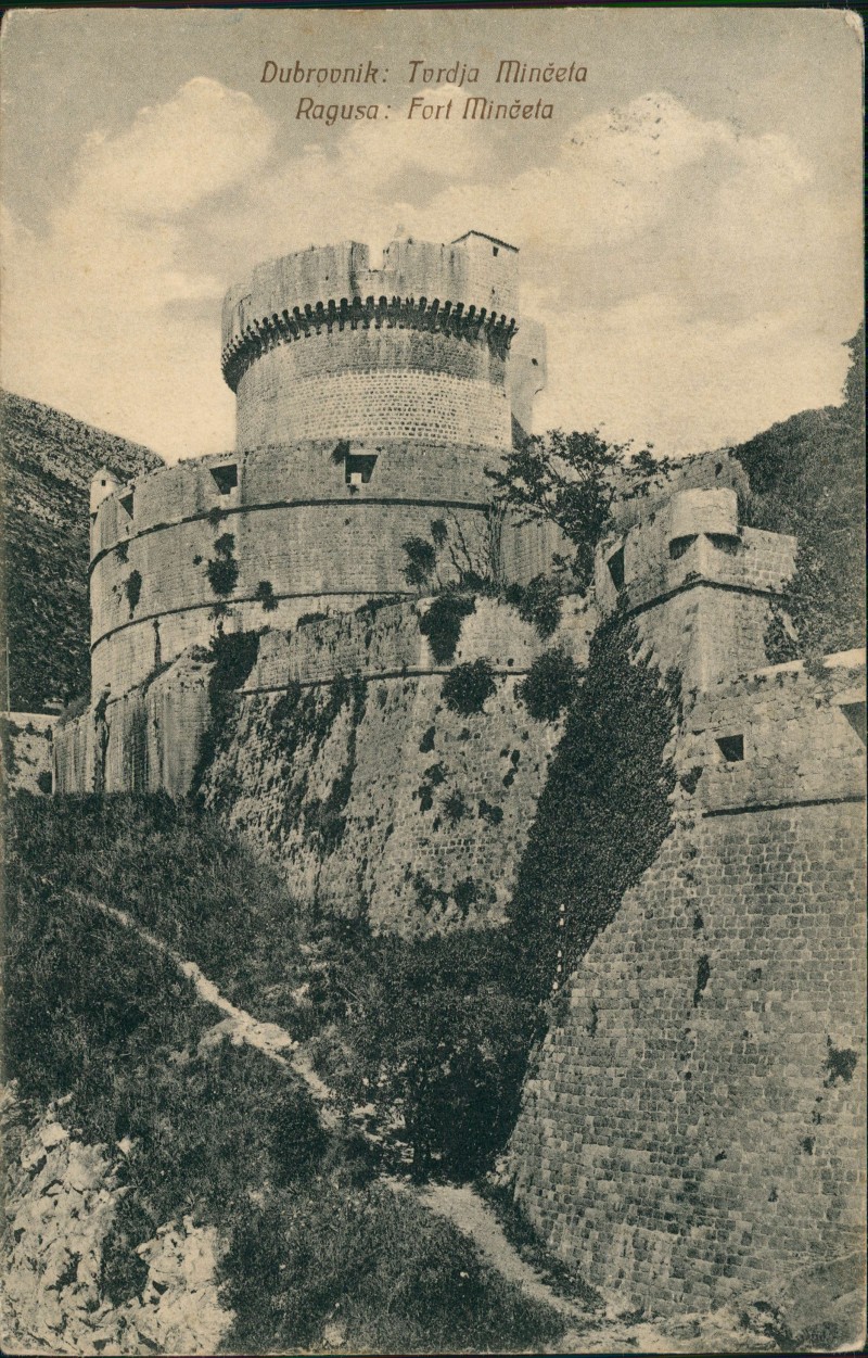 zoom: Image side vintage Postcard from 1912: Tordja Minčeta - Fort Minčeta:: Dubrovnik