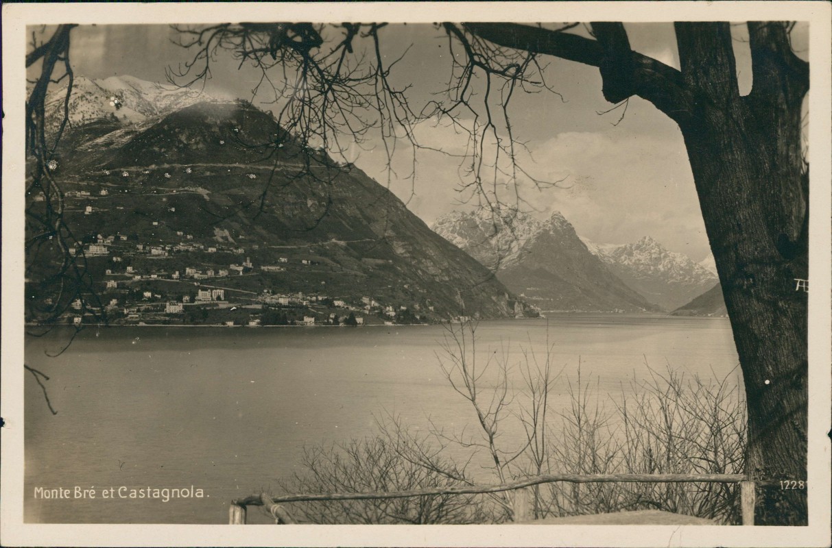 zoom: Image side vintage Postcard from 1930: Monte Bré et Castagnola - Fotokarte Stimmungsbild:: Lugano