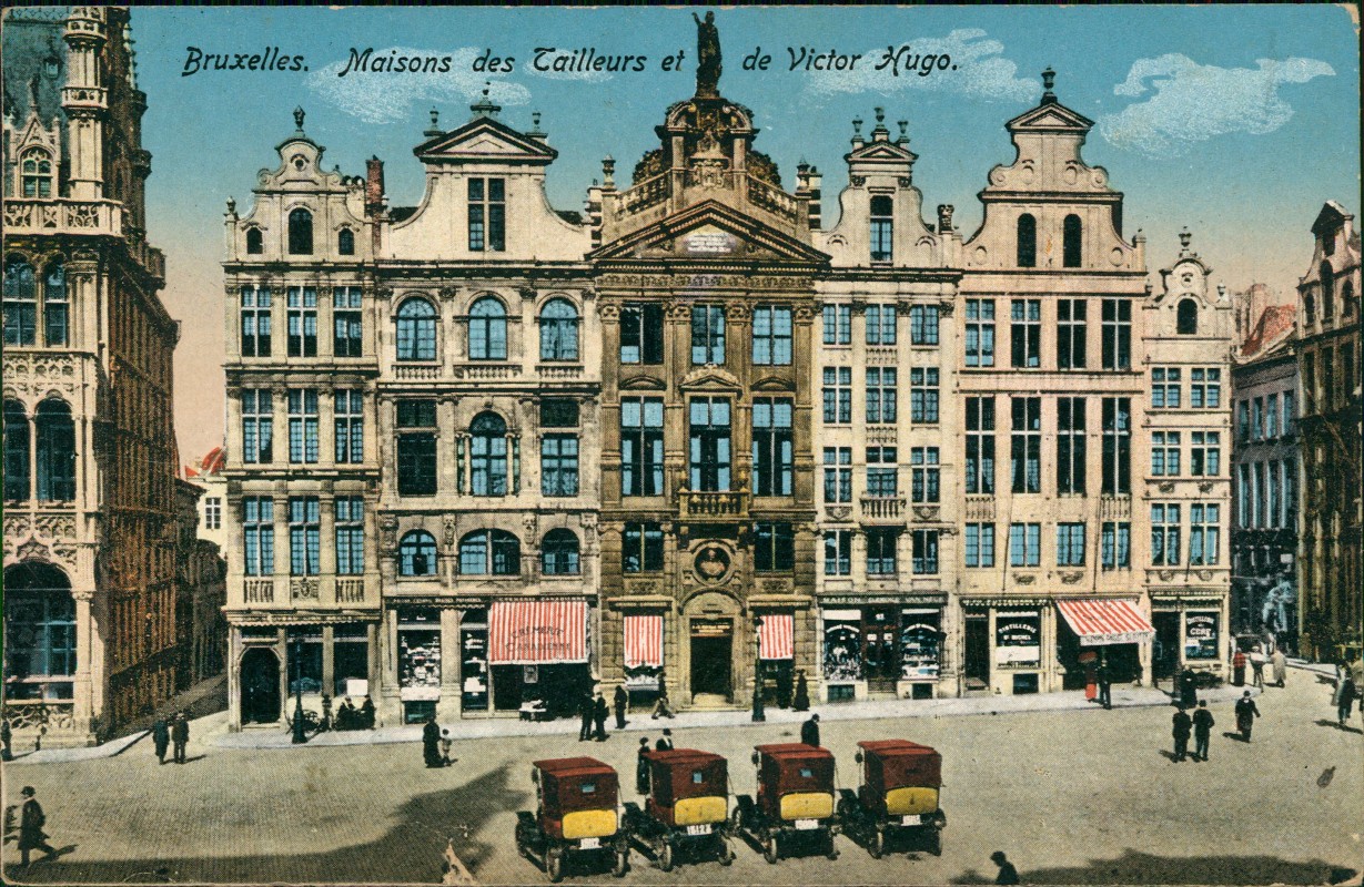 zoom: Image side vintage Postcard from 1915: Maisons des Tailleurs et de Victor Hugo.:: Brussels