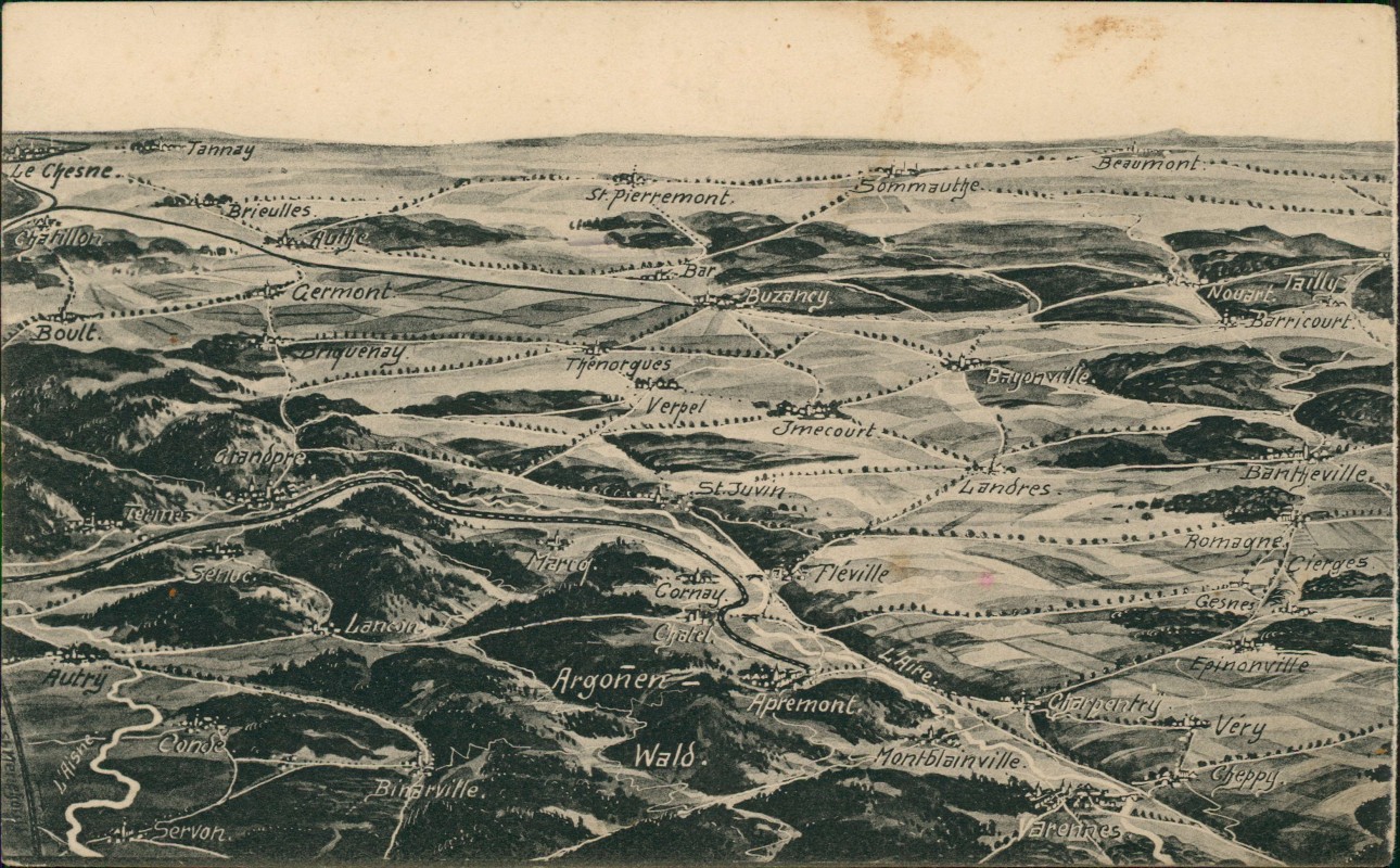 vergrößern: Bildseite historische Ansichtskarte von 1917: Argonnen | Argonnen Wald | L