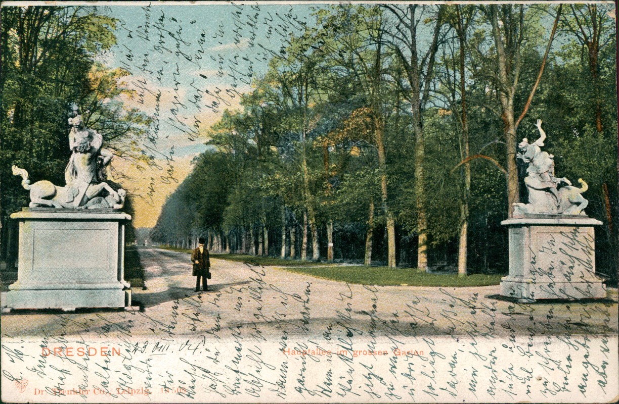 vergrößern: Bildseite historische Ansichtskarte von 1904: Großer Garten Hauptstraße:: Seevorstadt-Ost/Großer Garten-Dresden