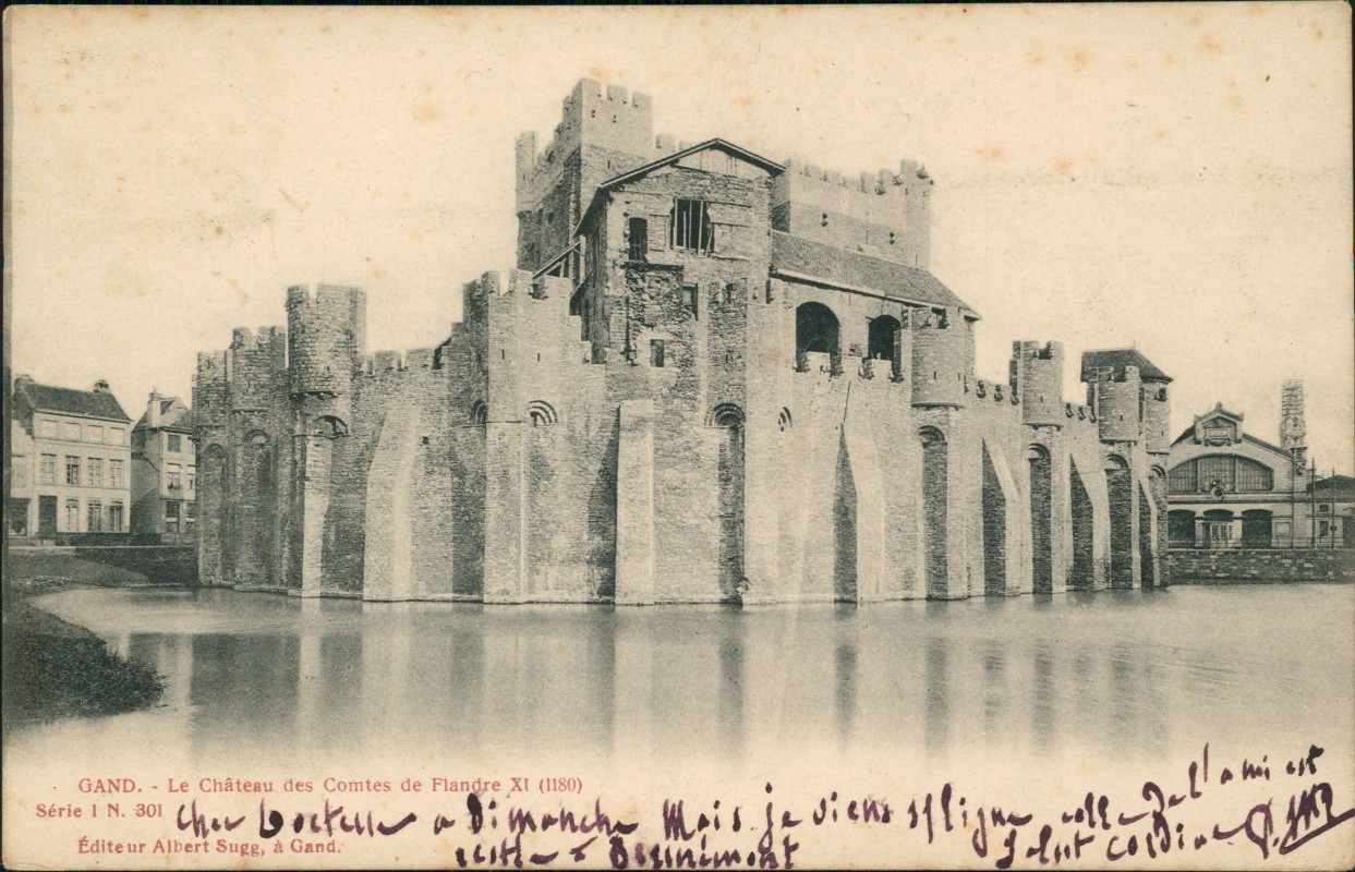 zoom: Image side vintage Postcard from 1906: Burg Gravensteen (Château des Comtes de Flandre):: Gaunt