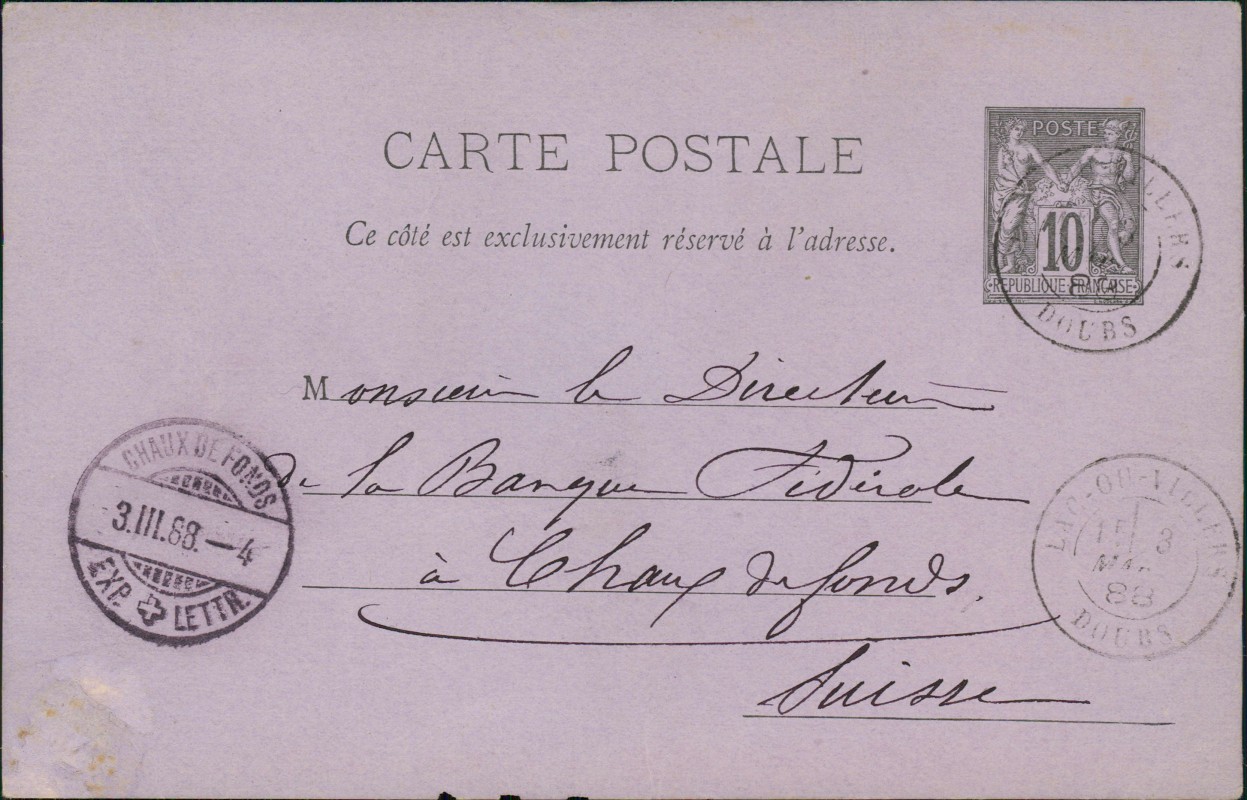 vergrößern: Bildseite historische Ansichtskarte von 1888: Ganzsachen-Postkarte 10c Sage::