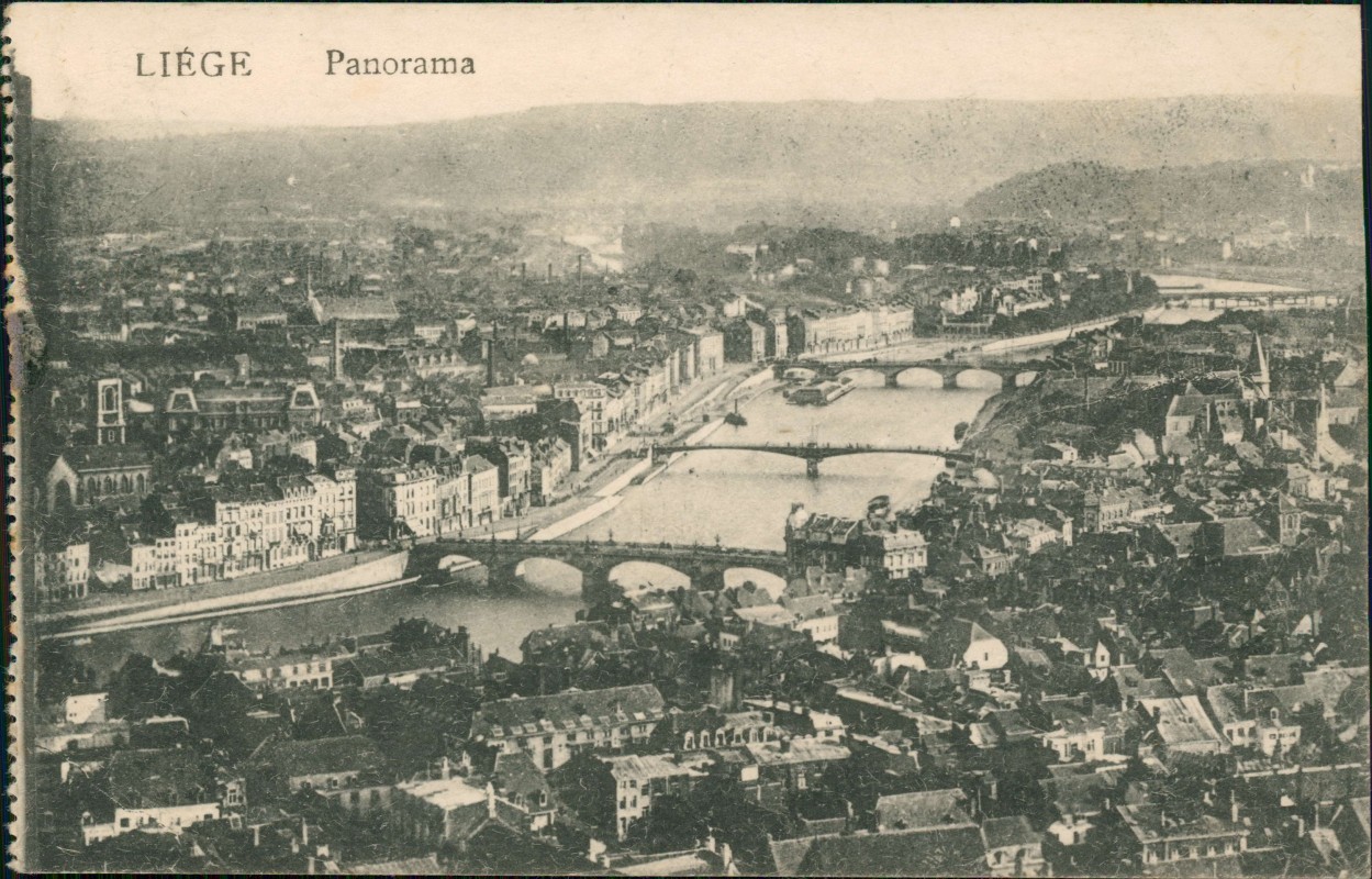 zoom: Image side vintage Postcard from 1910: Stadtteilansicht LIÉGE Panorama:: Liège