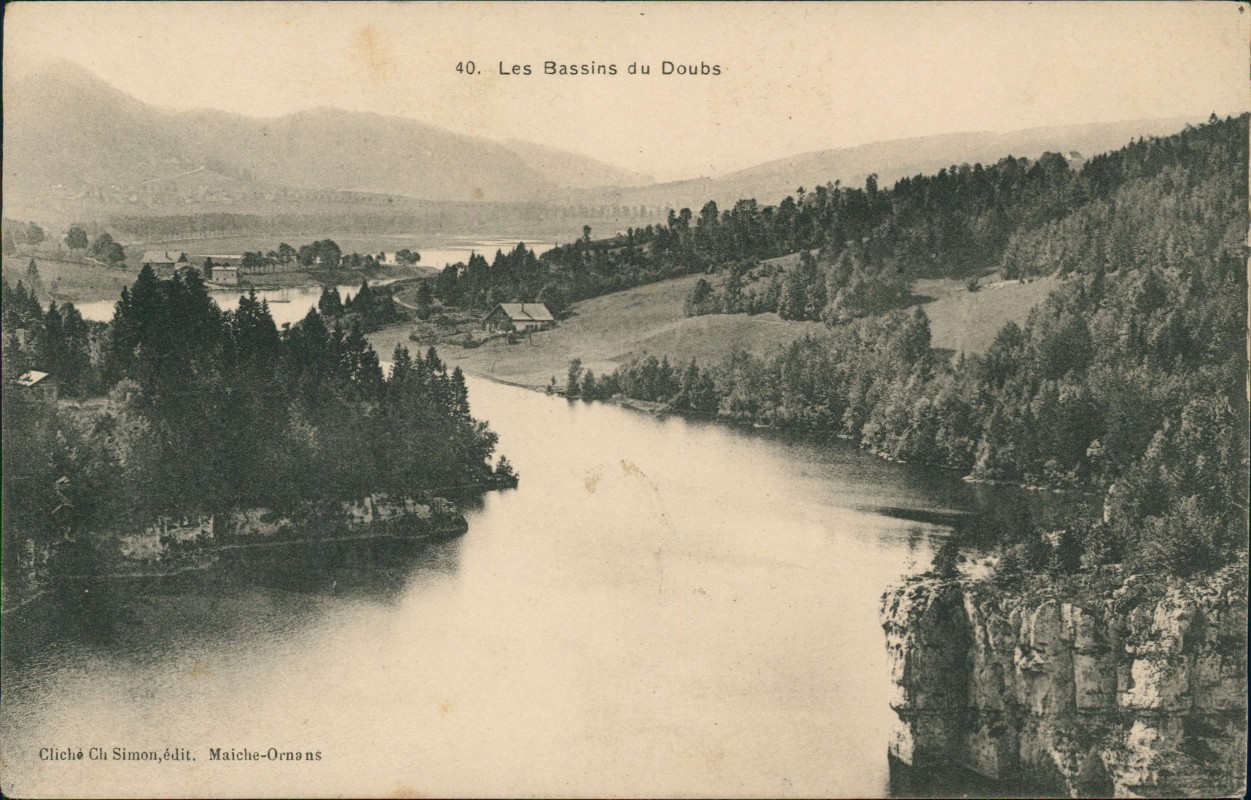 vergrößern: Bildseite historische Ansichtskarte von 1915: Les Bassins du Doubs:: Villers-le-Lac