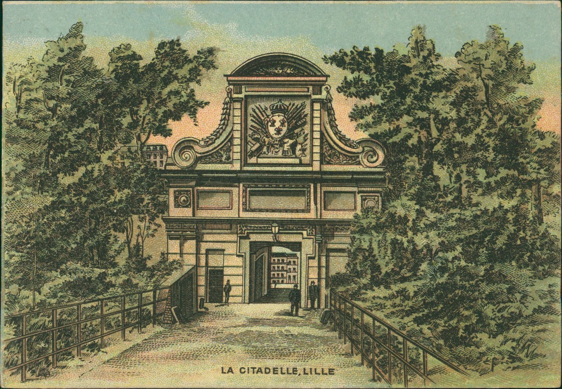 zoom: Image side vintage Postcard from 1910: Zitadelle, Eingangstor:: Lille