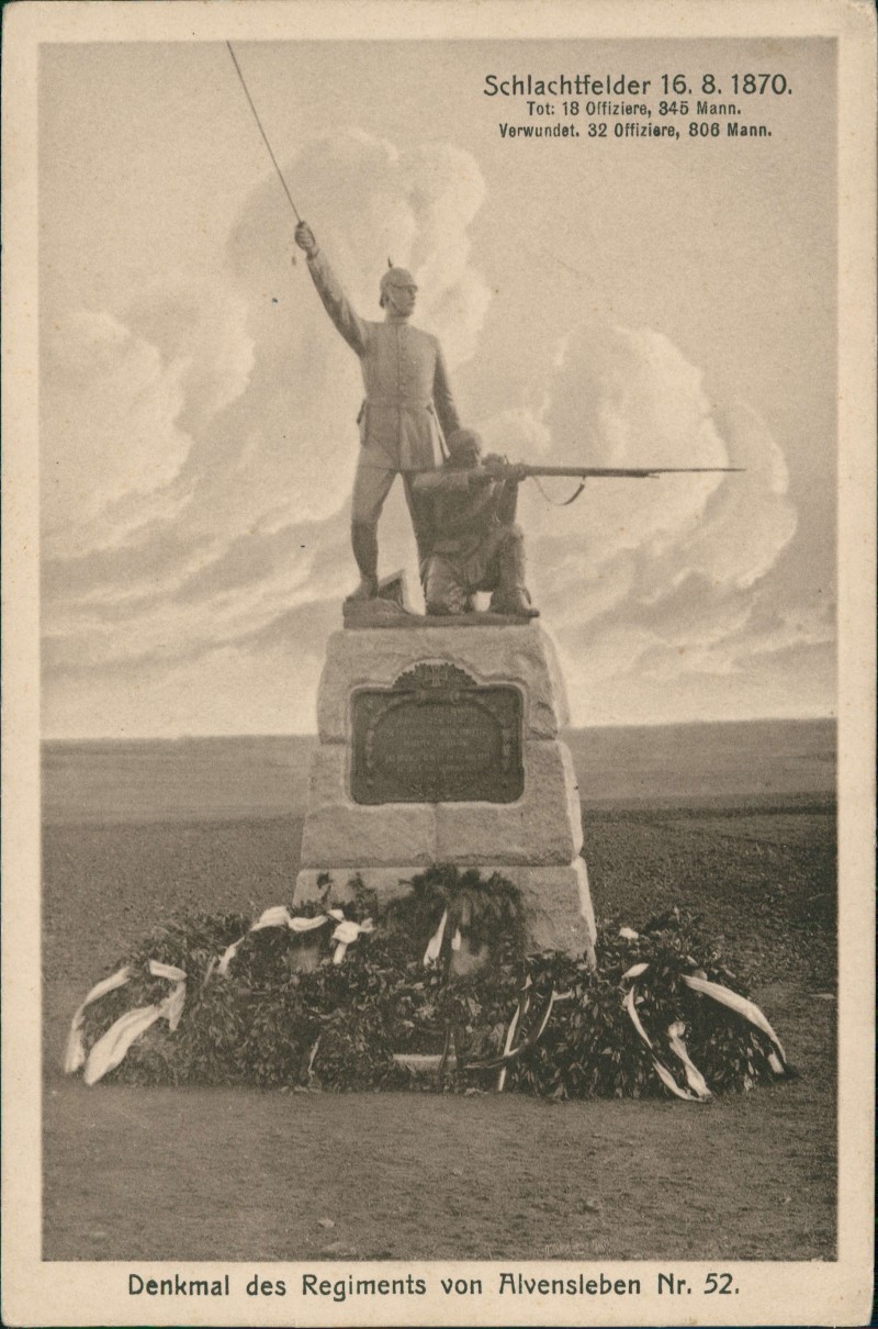zoom: Image side vintage Postcard from 1917: Denkmal des Regiments von Alvensleben Nr. 52.:: Metz