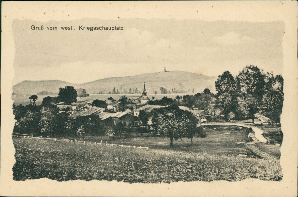 vergrößern: Bildseite historische Ansichtskarte von 1915: Gruß vom westl. Kriegsschauplatz Militaria WK1::