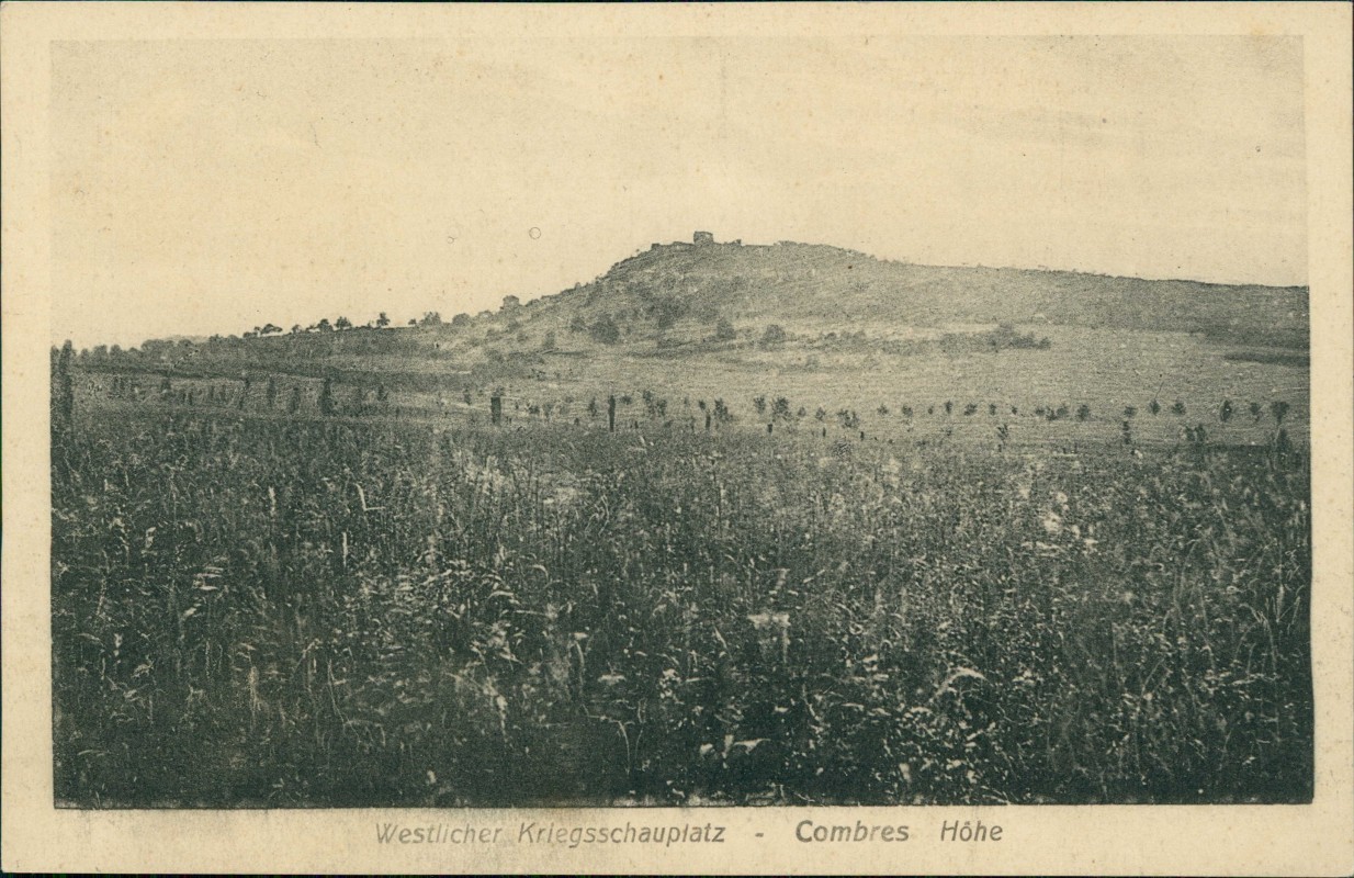 vergrößern: Bildseite historische Ansichtskarte von 1916: Westlicher Kriegsschauplatz Höhe:: Combres