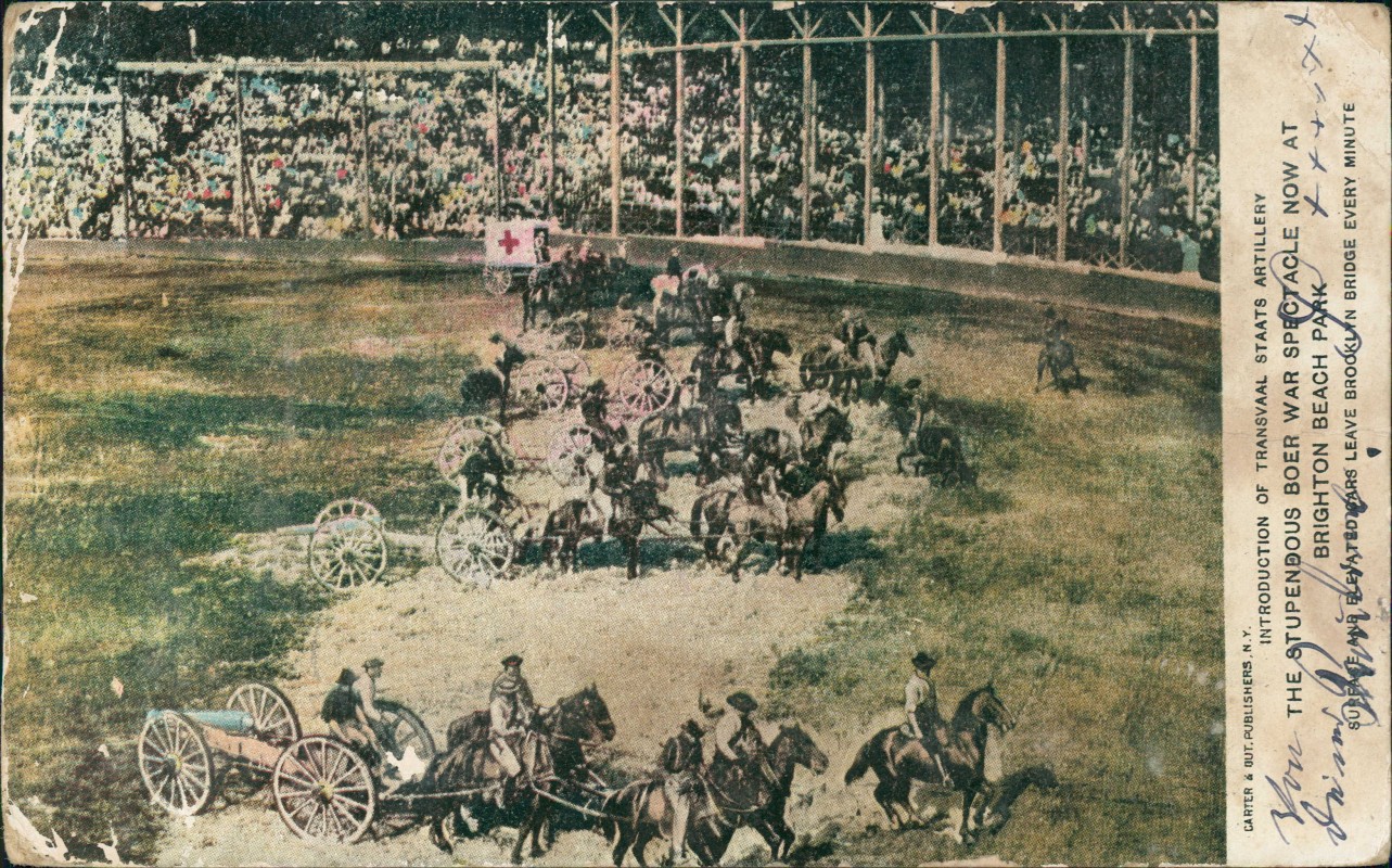 vergrößern: Bildseite historische Ansichtskarte von 1905: THE STUPENDOUS BOER WAR SPECTACLE:: New York City