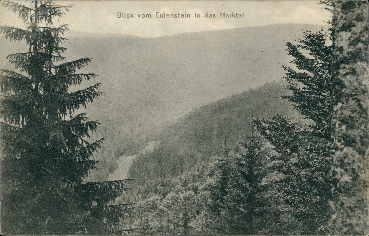 vergrößern: Bildseite historische Ansichtskarte von 1918: Eulenstein in das Marktal:: .Thüringen