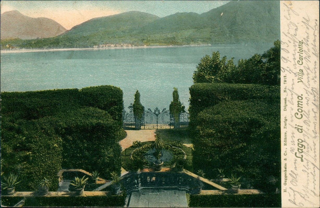 vergrößern: Bildseite historische Ansichtskarte von 1903: Lago di Como Comer See Villa Carlotta:: Como