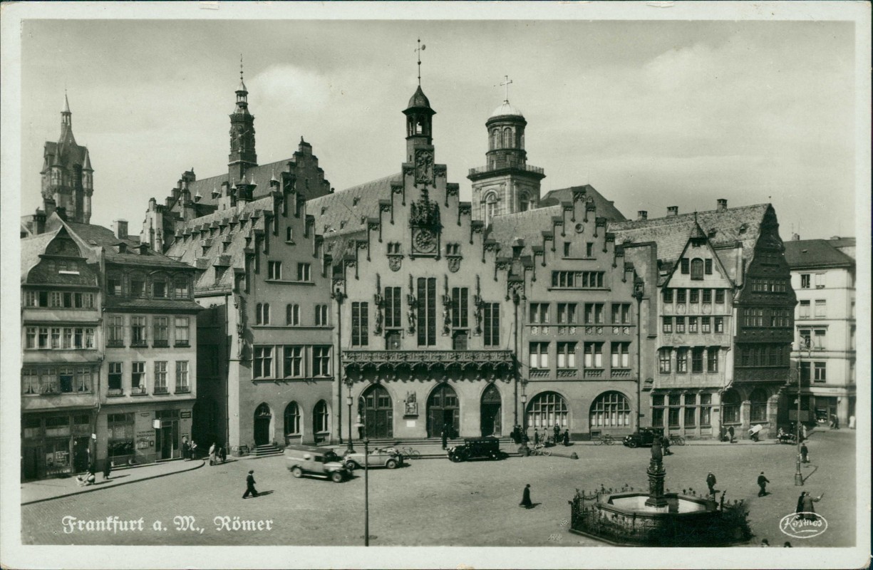 vergrößern: Bildseite historische Ansichtskarte von 1932: Römer Auto:: Frankfurt am Main