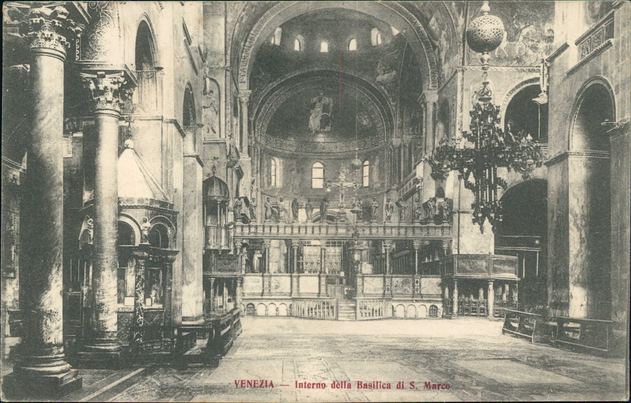 vergrößern: Bildseite historische Ansichtskarte von 1913: Interno della Basilica di S. Marco:: Venedig