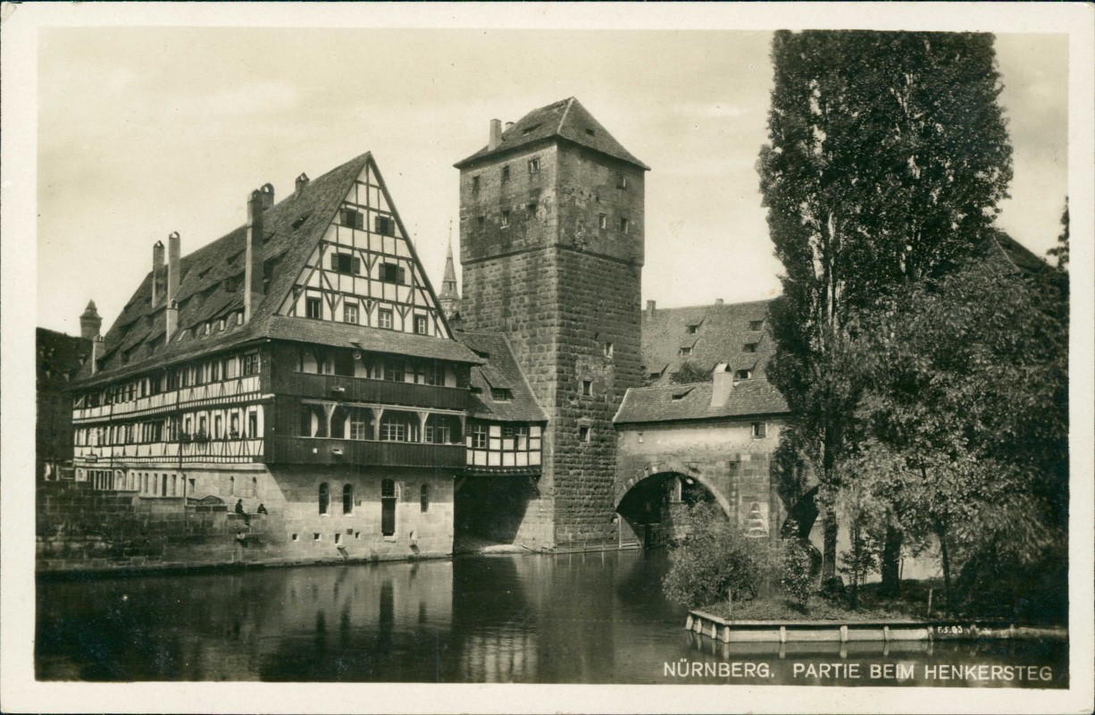 vergrößern: Bildseite historische Ansichtskarte von 1934: Henkersteg - Fotokarte:: Nürnberg