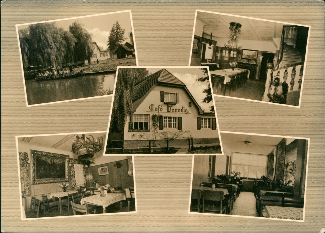 zoom: Image side vintage Postcard from 1963: Café Venedig Lehde Mehrbild:: Lehde (Spreewald)-Lubnjow