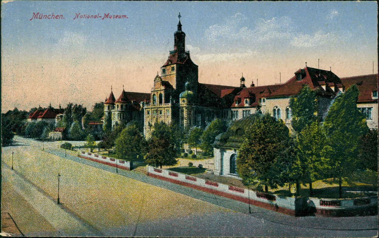 vergrößern: Bildseite historische Ansichtskarte von 1921: Bayrisches Nationalmuseum:: München