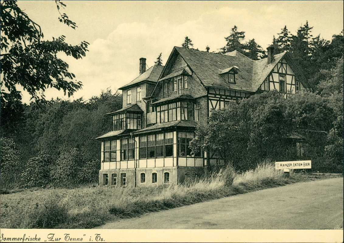 vergrößern: Bildseite historische Ansichtskarte von 1934: Sommerfrische zur Tenne:: Steinfischbach-Waldems