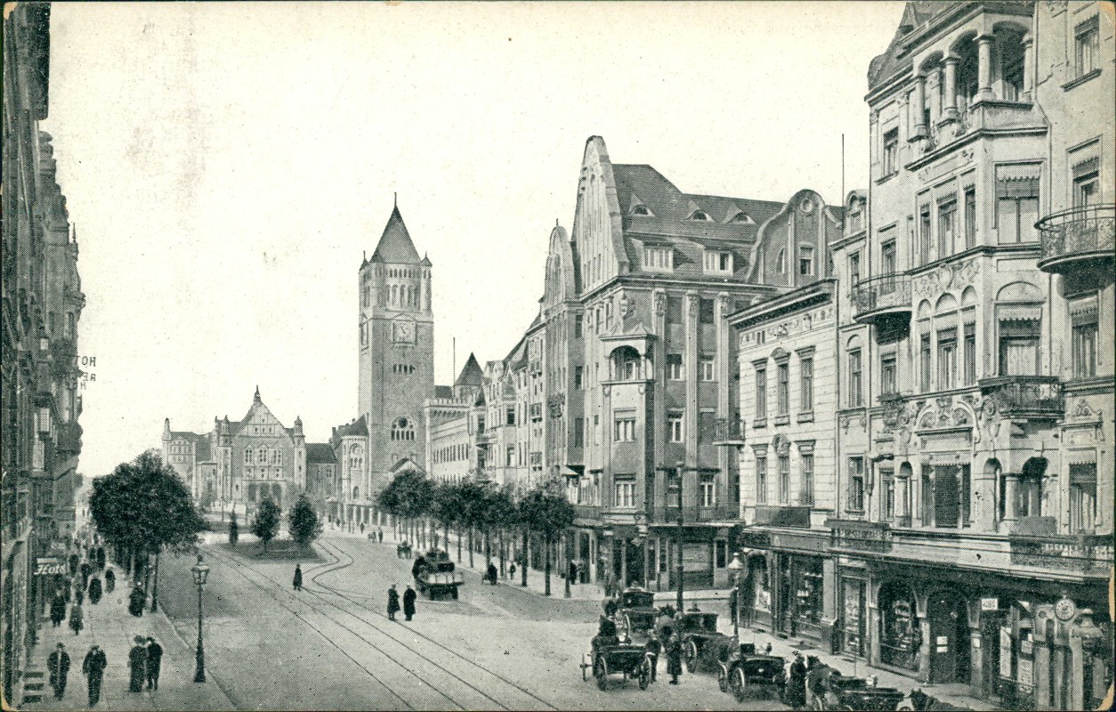 zoom: Image side vintage Postcard from 1915: St. Martinstraße und Schloß.:: Poznań