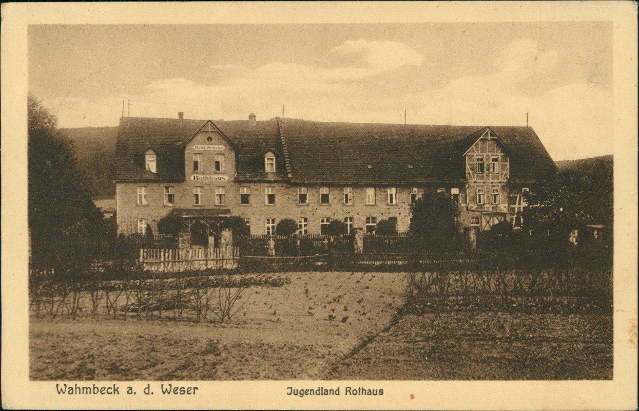 vergrößern: Bildseite historische Ansichtskarte von 1926: Jugenhaus Rothhaus:: Wahmbeck (Bodenfelde)