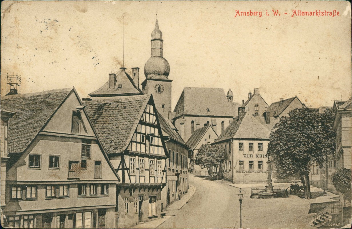 zoom: Image side vintage Postcard from 1917: Altemarktstraße:: Arnsberg