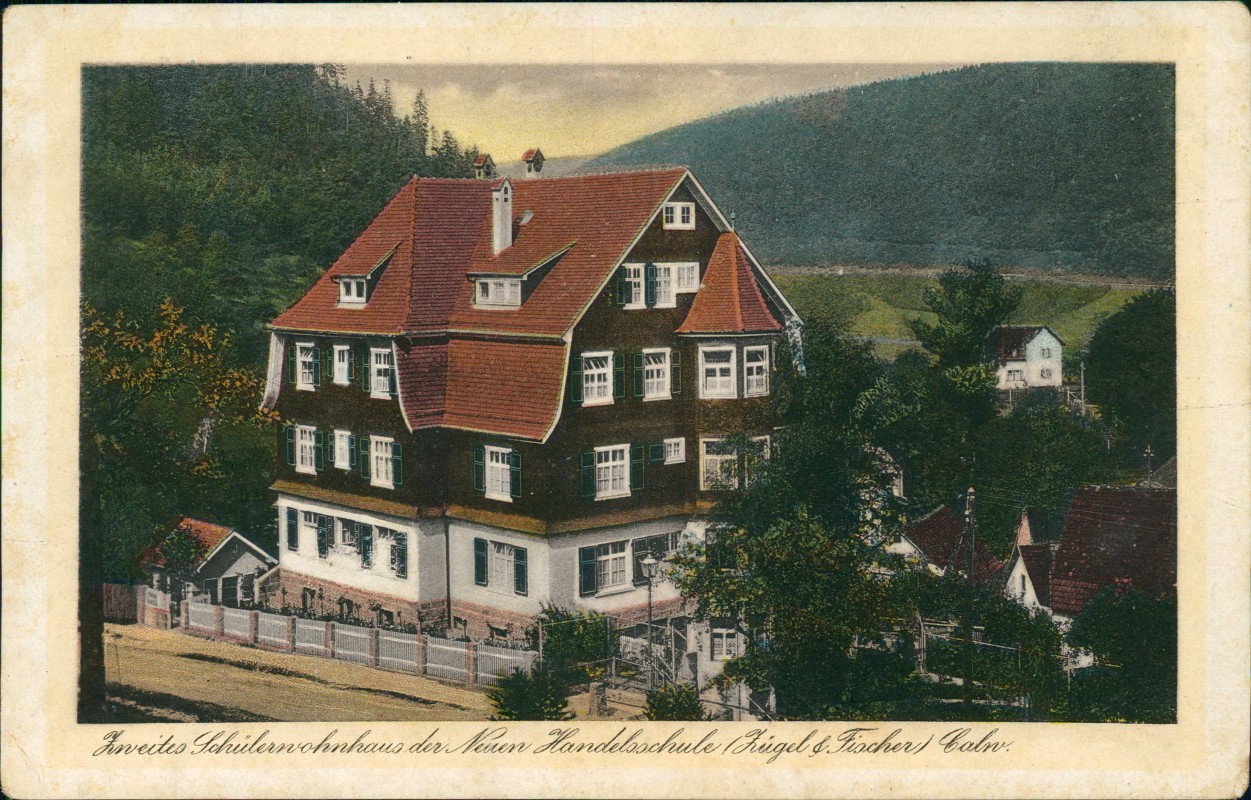 vergrößern: Bildseite historische Ansichtskarte von 1928: Zweites Schülerwohnhaus der Neuen Handelsschule:: Calw