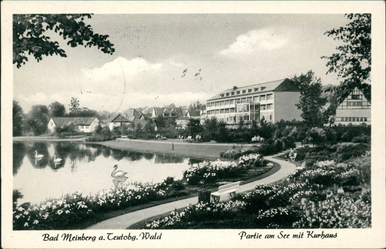 zoom: Image side vintage Postcard from 1960: Partie am Kurhaus:: Horn-Bad Meinberg