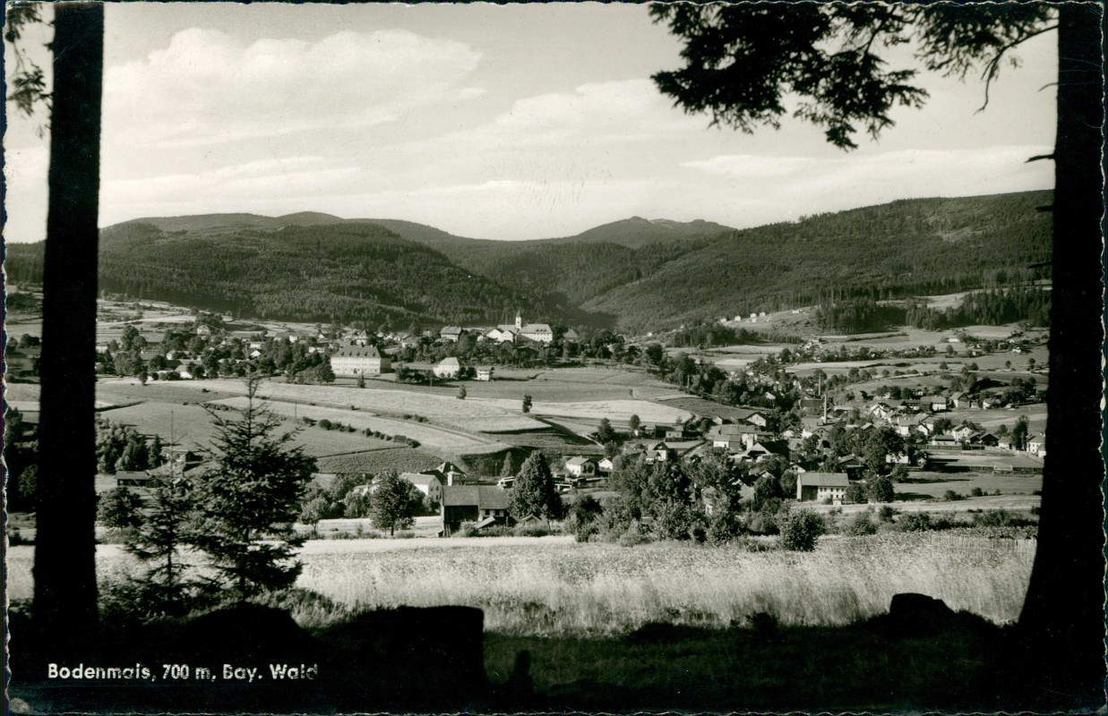 vergrößern: Bildseite historische Ansichtskarte von 1962: Stadtblick Fotokarte:: Bodenmais