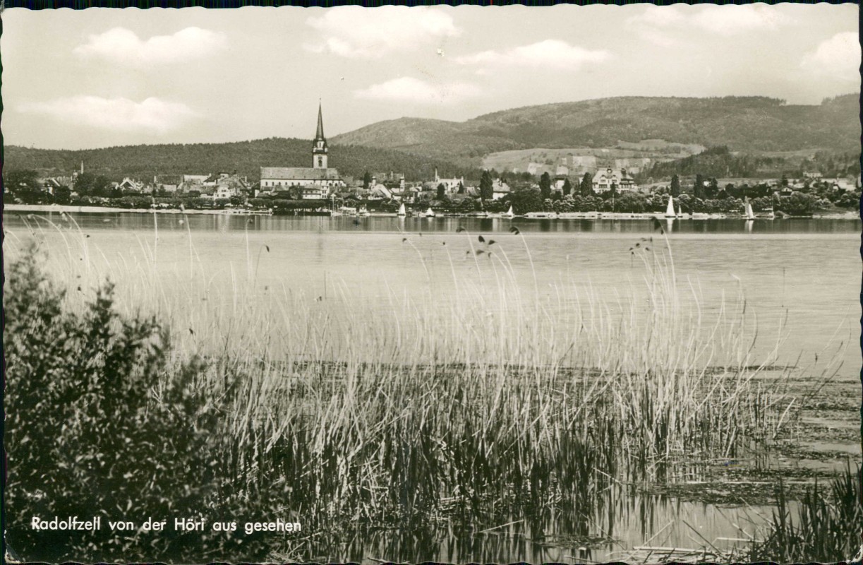 zoom: Image side vintage Postcard from 1962: von der Höri aus gesehen - Fotokarte:: Radolfzell am Bodensee