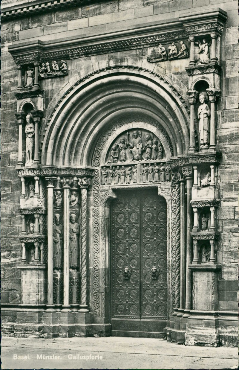 vergrößern: Bildseite historische Ansichtskarte von 1952: Münster. Galluspforte:: Bern (Schweiz)
