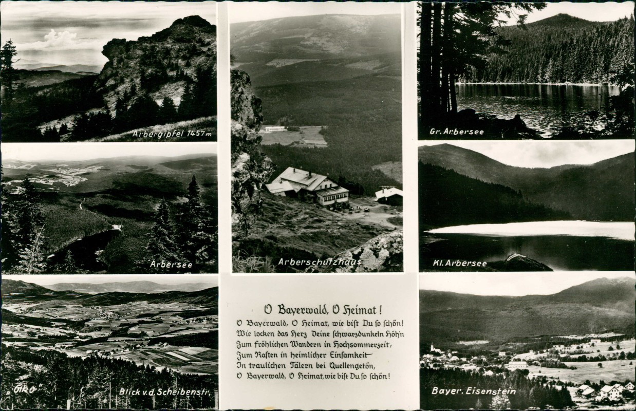 vergrößern: Bildseite historische Ansichtskarte von 1967: Mehrbild Arberschutzhaus Arbersee Fotokarte:: Bayerisch Eisenstein