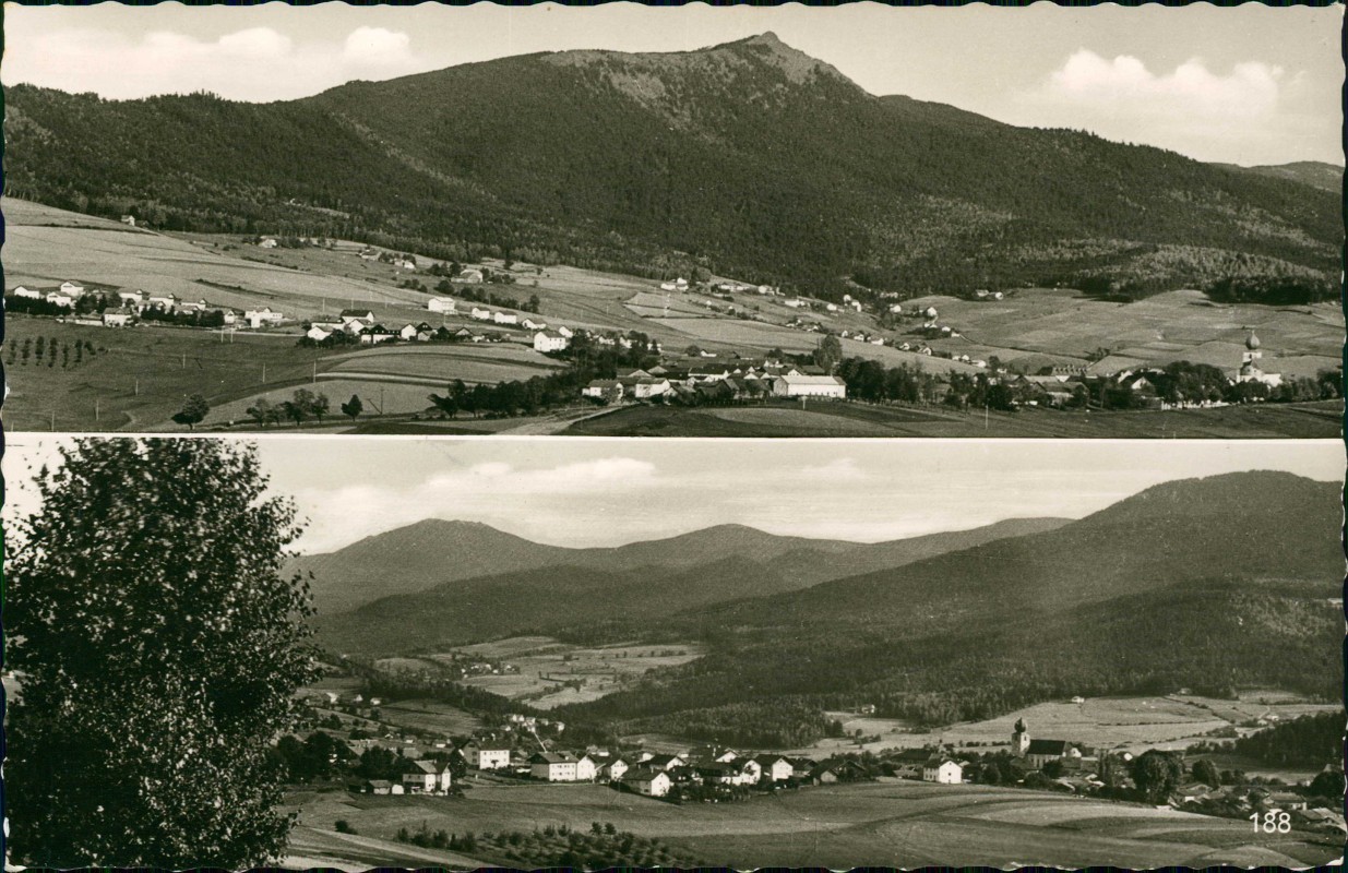 vergrößern: Bildseite historische Ansichtskarte von 1964: 2 Bild Stadtansichten:: Lam (Oberpfalz)