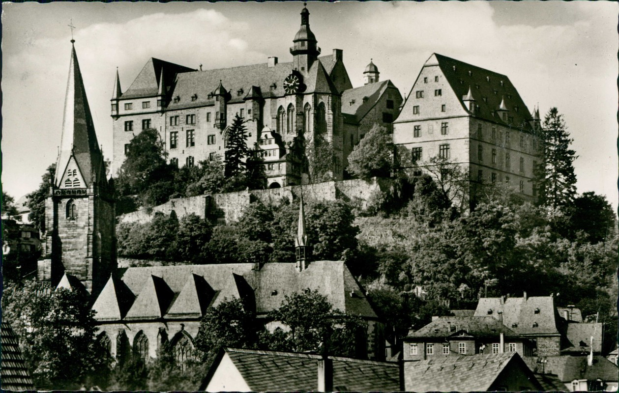 vergrößern: Bildseite historische Ansichtskarte von 1962: Schloss Südseite Fotokarte:: Tübingen