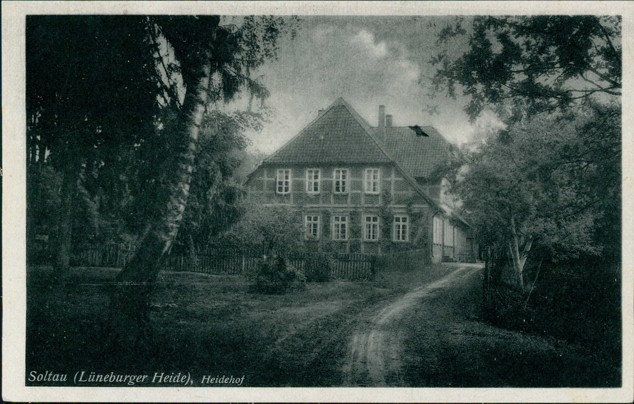 zoom: Image side vintage Postcard from 1954: Lüneburger Heide Heidehof:: Soltau