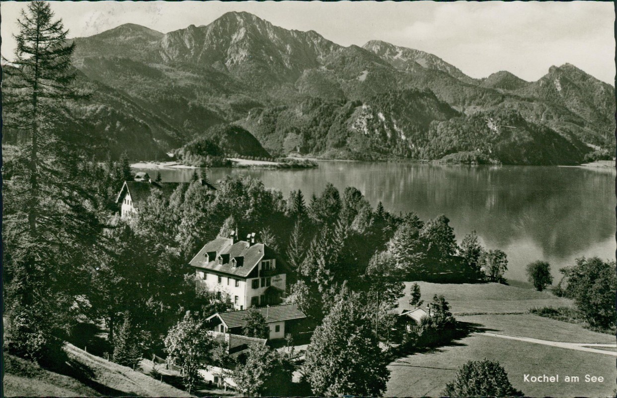 vergrößern: Bildseite historische Ansichtskarte von 1962: Stadtpartie Fotokarte:: Kochel am See
