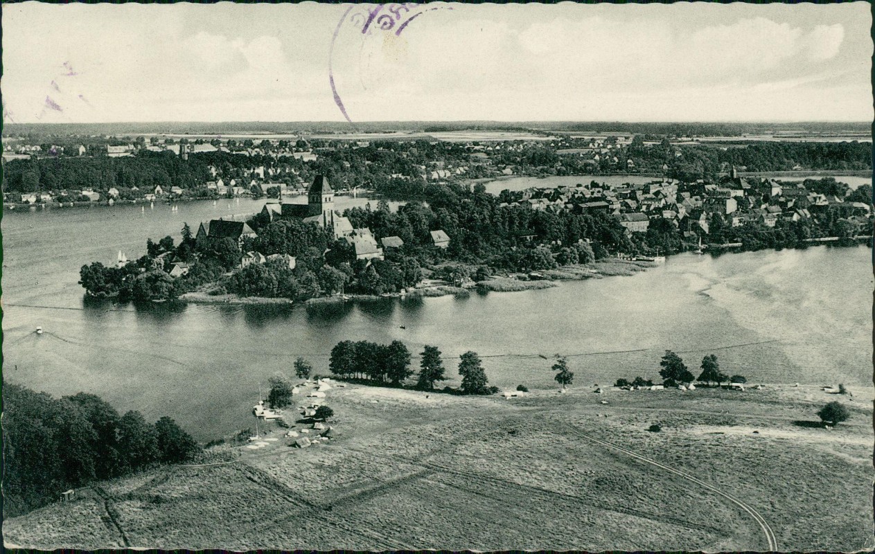 zoom: Image side vintage Postcard from 1962: Luftbild Fliegeraufnahme:: Ratzeburg